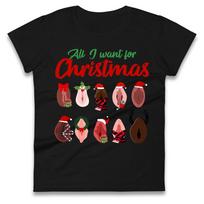 All I Want For Christmas Vagina Funny Womens T Shirt Mens Tops Tees Unisex 4XL red