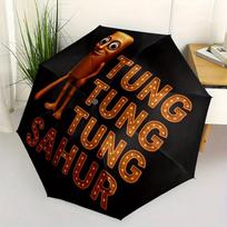 1pc Tung Tung Sahur Logo Umbrella with Plastic Handle,Suitable for All Seasons Home Travel Outdoor UmbrellaM1034 brown