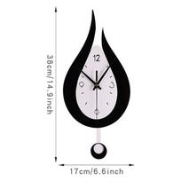 Waterdrop Swinging Wall Clock Acrylic Black and White Contrast Clock Home Living Room Bedroom Wall Decoration Clock (black,38cm) juoda