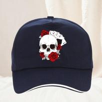Design Creative Poker and Skull print baseball caps for Unisex Women suitable for daily leisure fashion versatile outdoor sunhat Adjustable white