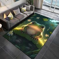 1PC Glowing frog in natural setting Print Carpet Rug for Living Room Bedroom Sofa Doormat Home Decor Non-slip Floor Mat 40x60cm gray