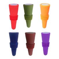 6Pcs Silicone Wine Bottle Sealers Multipurpose Drink Stoppers with Threaded Seal Beverage Preservers Accessories 1 red