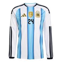 Adidas 2026 World Cup Argentina National Team Enzo Fernandez 24 Home Long Sleeve Quick Dry Striped Pullover Soccer Jersey Fan Version KA8126-24 XS blue