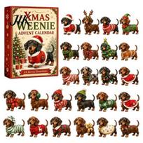 Holiday Ritual Countdown 2026 Dachshund Advent Calendar, 24 Days Dog Collectible Surprises with Festive Unique Christmas Novelty Gift Puppy Flat beige