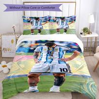 Messi Bedding Set Breathable Duvet Cover with Pillowcases Decorative Bed Linen for Bedroom Home Decoration Birthday Gift 140cmx210cm