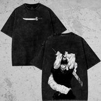 Toji Katana Oversized Tee Vintage Toji Fushiguro Washed Shirt Jjk Shirt Anime Graphic Tshirt Anime Gift Tshirt S black