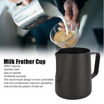 Milk Frother Cup 600ml Thickened Milk Frothing Pitcher Stainless Steel Frothing Pitcher with Antistick Coating for Office gray