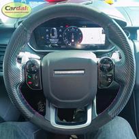 Juodos odos minkštas zomšas Automobilio vairo užvalkalas Land Rover Discovery Range Rover Evoque Sport Velar II 2017 m. iki white thread