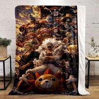 One Piece Pirate Crew Illustration Blanket Flannel blanket for bedroom, living room, sofa, and nap sofas. 100x150cm(39*59in)