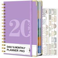 2027 Daily Binder Planner 400 Pages Weekly Monthly Calendar Journal With 5 Pieces Decorative Planning Stickers Time Management violetinė