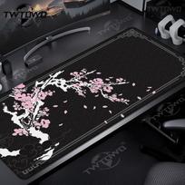 Mouse Pad Gaming Black Pink Cherry Blossom Sakura XL HD Computer Home Mousepad XXL Non-Slip Soft Natural Rubber Mice Pad Size 900x400x2 mm