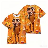 New Fashion Tung Tung Tung Sahur Italian Brainrot Cartoon Print T-shirt Men's Sports Breathable 3D Short Sleeve 5XL brown
