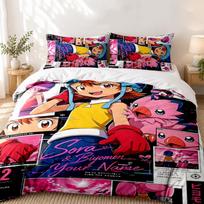 Digimon Custom Name 3pc set Perfect for bedroom use Comfortable bedding set includes a duvet cover and two pillowcases Ideal birthday or Christmas gif 135cmx200cm black