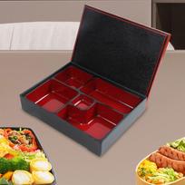 Japanese Bento Box Lunch Box/ Red and Black 5 Compartments Sushi Tray Food Container for white
