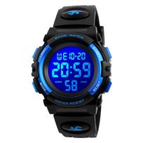 SKMEI Children LED Electronics Digital Watch Chronograph Clock Sport Watches 5Bar Waterproof Kids Wristwatches For Boys Girls blue