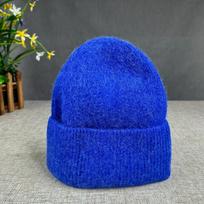 Nauja Angoros triušio plaukų žieminė kepurė moterims Megztos snapeliai Kepurė Moteriška Minkšta Šilta kelioninė Skullies Pupelės 52-60cm blue