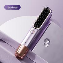 Rechargeable Dual-Purpose Wireless Hair Straightener - Portable, Negative Ion, No Damage for Straight or Curly Styles violetinė