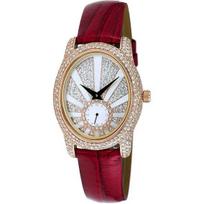Adee Kaye Sunray Collection Crystal Accents Rose Tone Mother Of Pearl Dial Quartz AK2003-LRG Women's Watch sidabras