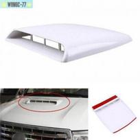 White Car Air Flow Intake Scoop Hood Bonnet Decorative Vent Cover Set Universal white