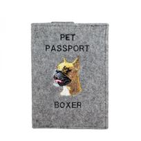 Boxer, German Boxer I - Dog passport case, document case, gift for the traveller from the Art-Dog brand pilka spalva
