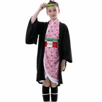Anime Demon Slayer: Tsuyuri Kanawo Kamado Nezuko Kimono Cosplay mergaitėms ir berniukams, Vaidmenų kostiumas, Vaikų rinkinys 110cm black