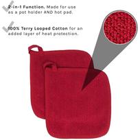 Cotton Cloth Pot Holder Set Microwave Oven Gloves Kitchen High Temperature -Scalding Thick Cotton Gloves (Set Of 2), 136 Inch One Size raudona