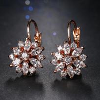 European & American Ear Cuffs: Dark Night Jewelry Colorful Flower AAA Zirconia Stud Earrings gray