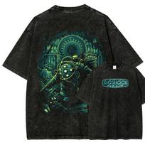 Bioshock naujas modelis skalbinti marškinėliai Anime mylėtojas asmenybė Drabužiai Oversized Visų sezonų drabužiai Unisex karštas produktas Kvėpuojantis XL black