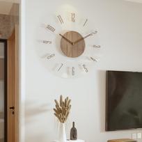 Sieninis laikrodis svetainei, tylus, prekės ženklo kokybės, Nordic minimalistinio stiliaus, grūdinto stiklo laikrodis (as the picture,Diameter  35CM)