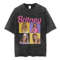 Britney Spears s Bootleg Vintage Washed Oversized TShirt Unisex YK Pop Fan Streetwear Tee  Cotton Casual Short Sleeve Top 2XL black