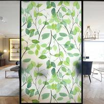 Static Cling Privacy Windows Film Decorative Lush Green Leaves Glass Window Stickers   Frosted Window Film (as the picture,40x60cm WxH) beige