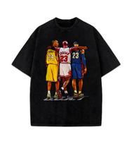 Kobe Bryant Michael Jordan Lebron James Basketball GOAT Tribute Graphic Unisex T-shirt S black