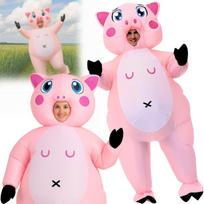 Inflatable piggy costume for Halloween party, self-inflating J IV 7 e white