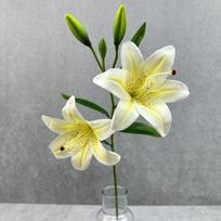 3D Printing Fake Lily Bouquet 2 Heads Wedding Bridal Bouquet  for Home Wedding Decor 2 Heads White 3 beige