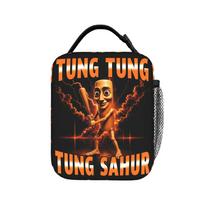 Tung Tung Tung Sahur is Calling Italian Brainrot Meme Lunch Bag Unisex Lunch Box Travel Cooler Bag Oxford Thermal Tote Handbags One Size black