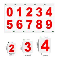 Atsparūs vandeniui, atspindintys, fluorescuojantys skaičių lipdukai durims ir pašto dėžutėms Red (0-9 digits); 3 inches