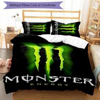 3pcs Monster Energy LOGO pattern bedding set duvet cover set includes duvet cover &pillowcases,perfect all season bedroom decoration&gift 135cmx200cm