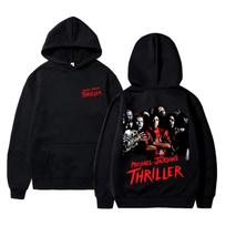 2026 naujas Klasikinis Vintage Michael Jackson Thriller Hoodis Vyrams Moterims Retro Gotikiniai Roko Siaubo Megztiniai Vyriški Punk Gatvės Drabužiai XL black