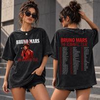 Bruno Mars The Romantic Tour Mineral Wash Shirt Verson 3, Bruno Mars Tour 2026 Tee, Vintage Concert Graphic T Shirt, Bruno Mars Fan Gift M gray