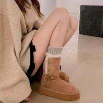 Thick-soled Gray Long-tube Snow Boots for Women, Piled and Thickened Warm High-tube Fluffy Cotton Shoes In Winter 40 brown