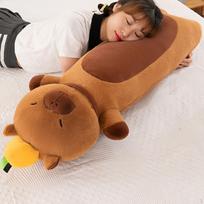 Capybara Body Plush Toy Soft Doll Collectible Long Pillow for Adults 90cm brown