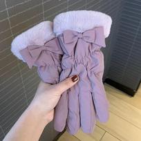 Pirštinės Moteriškos Žieminės Sutirštintos Vėjo Nepraleidžiančios Pirštinės Žieminės Šilumą Išlaikančios Pirštinės violetinė