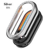 Deimantinis apsauginis dėklas Xiaomi Mi Band 9/8, Dangtelio apsauga, PC korpusas MiBand 8/9 Pro dėklui, Madingi priedai Mi Band 8 sidabras