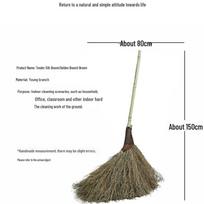 Large Bamboo Broom for Indoor Hard Floor Cleaning - Ideal for Office, Classroom, Yard, and Household Use Length 1.5m, Width 80cm Thickened gray