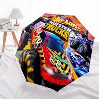1 vnt. Automatiškai susilankstantis skėtis - „Hot Wheels“ raštas, Nešiojamas ir sulankstomas dizainas su 8 šonkauliais, Kalėdinės ir gimtadienio dovanos