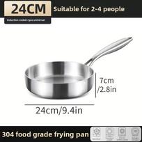 316 Stainless Steel Three-layer Frying Pan 20/22/24/26/28cm Uncoated Wok Pan Non Stick Pots Household Cooking Kitchen Cookware gray