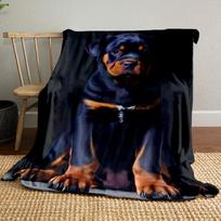 Žavingas rotveilerio šuniukas Mesti pledas Miegamojo pledas Svetainės Sofai pietų pertraukai Minkštas pledas Draugo festivalio dovanai 80cm x 120cm black