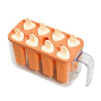Ice Cream Mold 8 Cavities Food Grade Easy Release DIY Summer Freezer Ice Lolly Mold Ice Stick Container Kitchen Supplies oranžinė