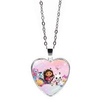 Gabby Dollhouse Heart Necklace Colorful Beaded Bracelet Cute Cartoon Anime Cosplay Jewelry Accessories Kids Girls Birthday Gift white