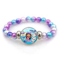 Gabby Dollhouse Heart Necklace Colorful Beaded Bracelet Cute Cartoon Anime Cosplay Jewelry Accessories Kids Girls Birthday Gift white